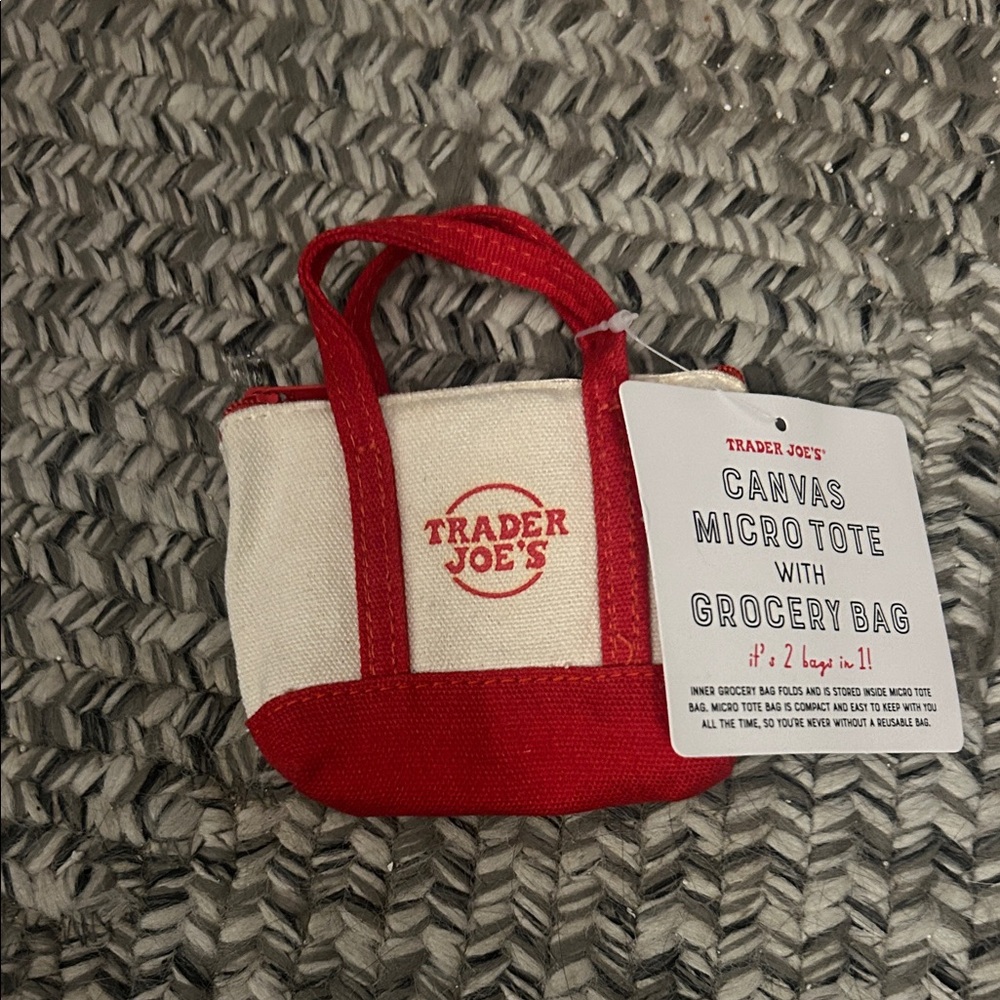 Trader Joe's Red and White Canvas Microtote